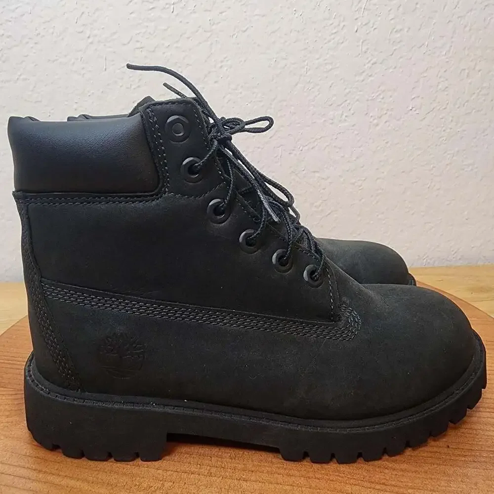 Timberland Boots Kids Size 4M Black Nubuck Insulated Ankle Lace Up 12907